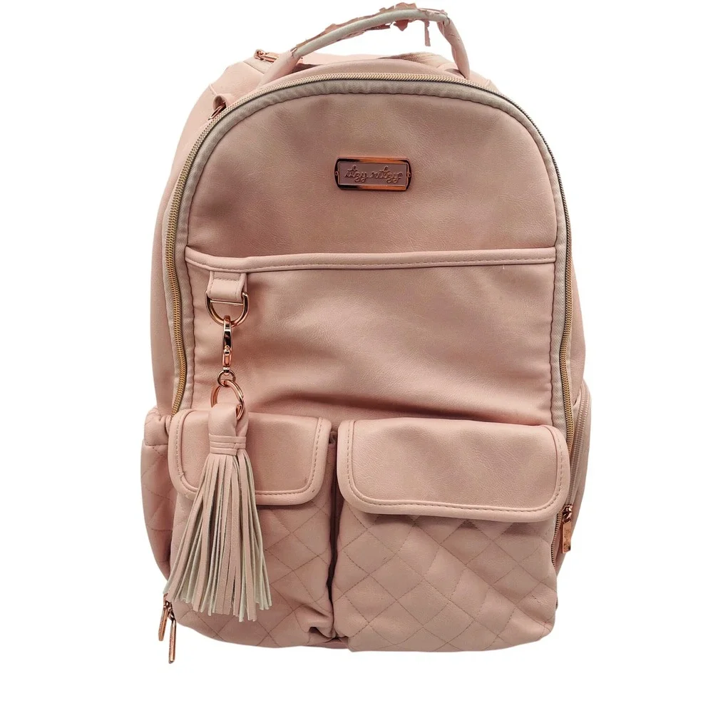 READ-Itzy Ritzy‎ Boss Plus Diaper Bag Backpack Blush Pink Vegan Leather Travel